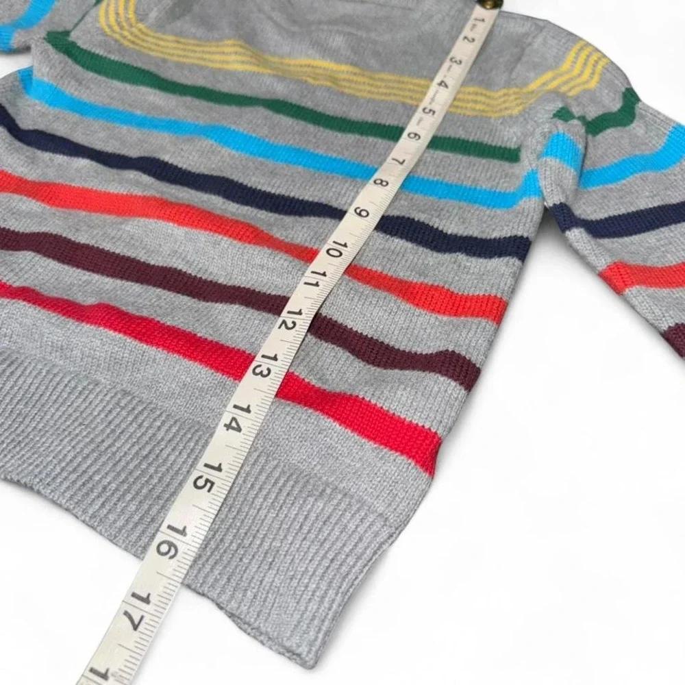 BABY GAP BOYS 4 YEARS GRAY‎ W/COLORFUL STRIPES CREWNECK SWEATER